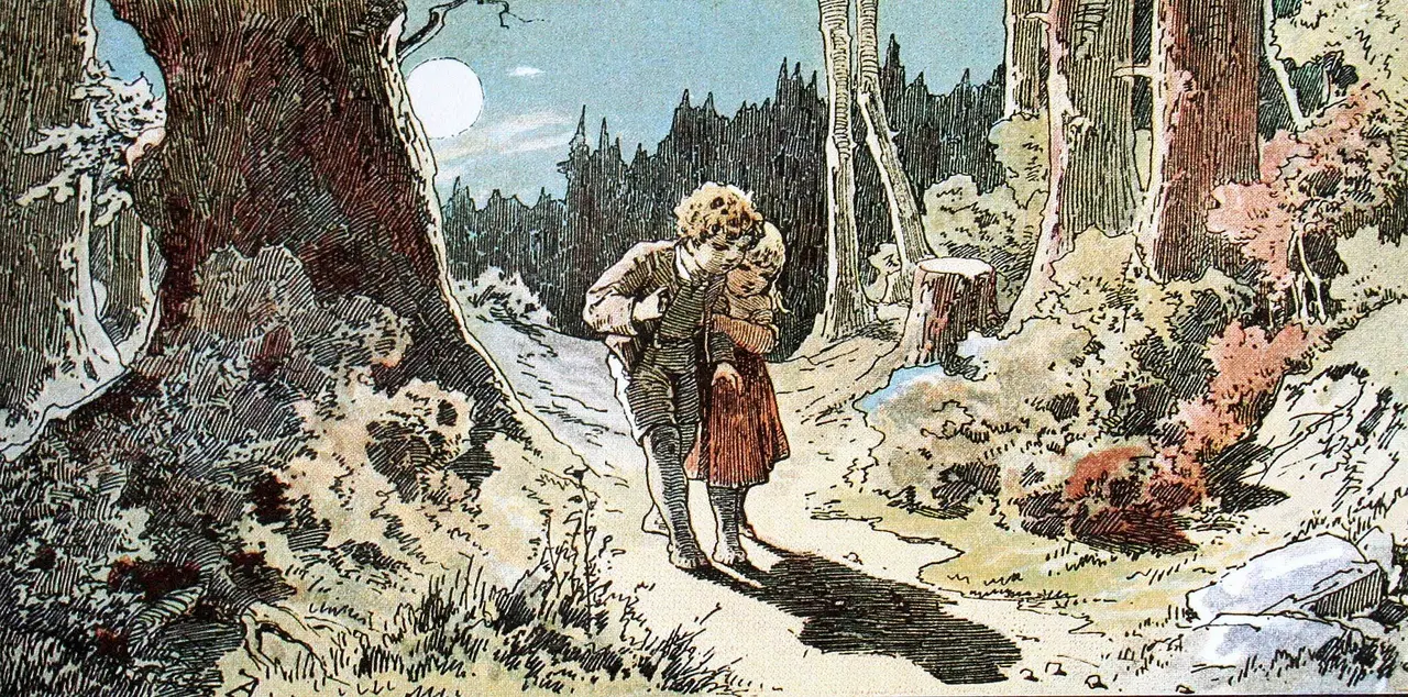 Hänsel and Gretel; Darstellung von Alexander Zick (1845 - 1907)