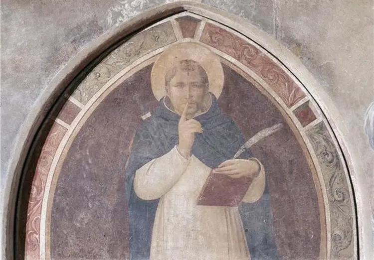 Fresko von Fra Angelico im Museum von San Marco in Florenz: Petrus fordert zum Schweigen auf.