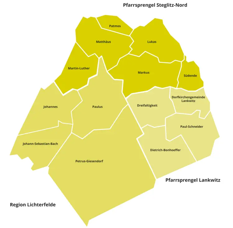 Regionenkarte Steglitz mit Gemeindegrenzen