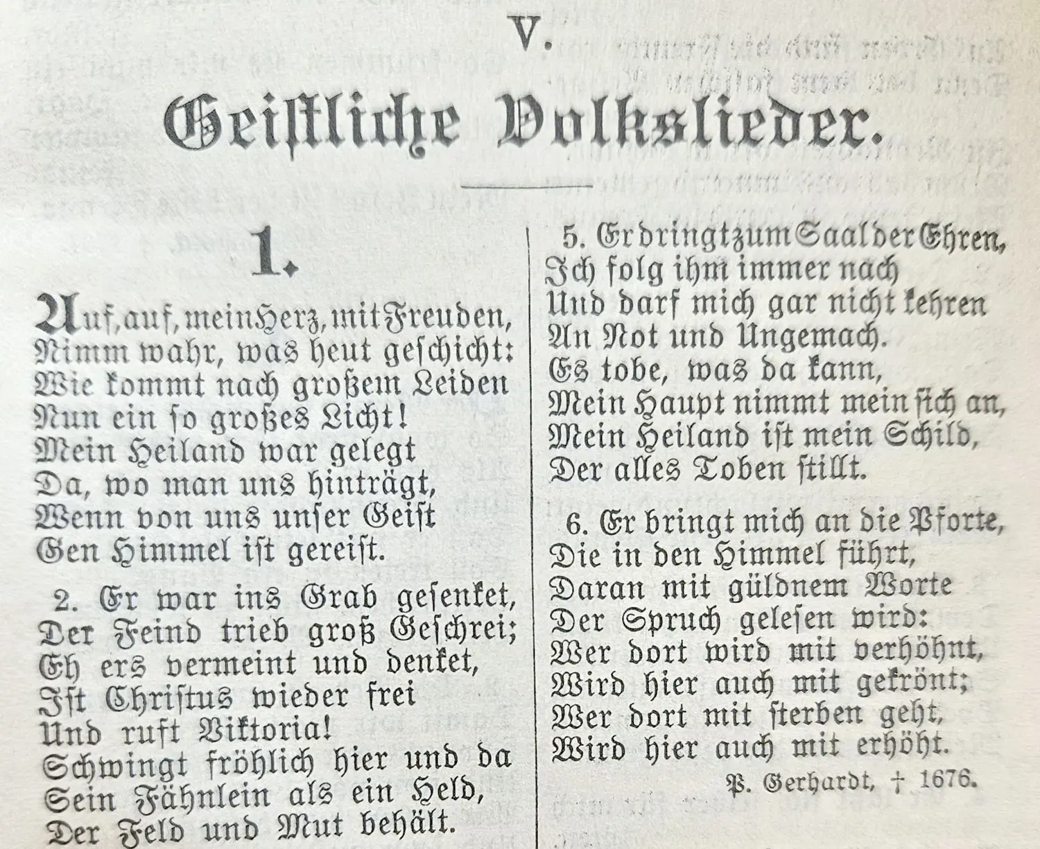 Liedtext zu "Auf, auf, mein Herz, mit Freuden" im Anhang des EG von 1905.